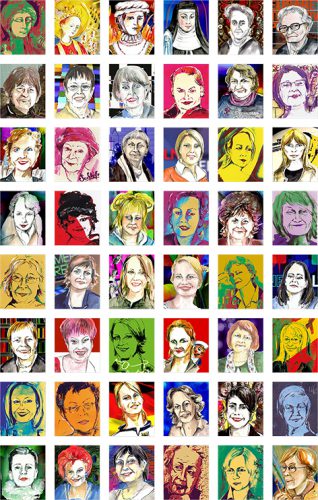48 Kölner Frauenköpfe gemalt von Gerda Laufenberg